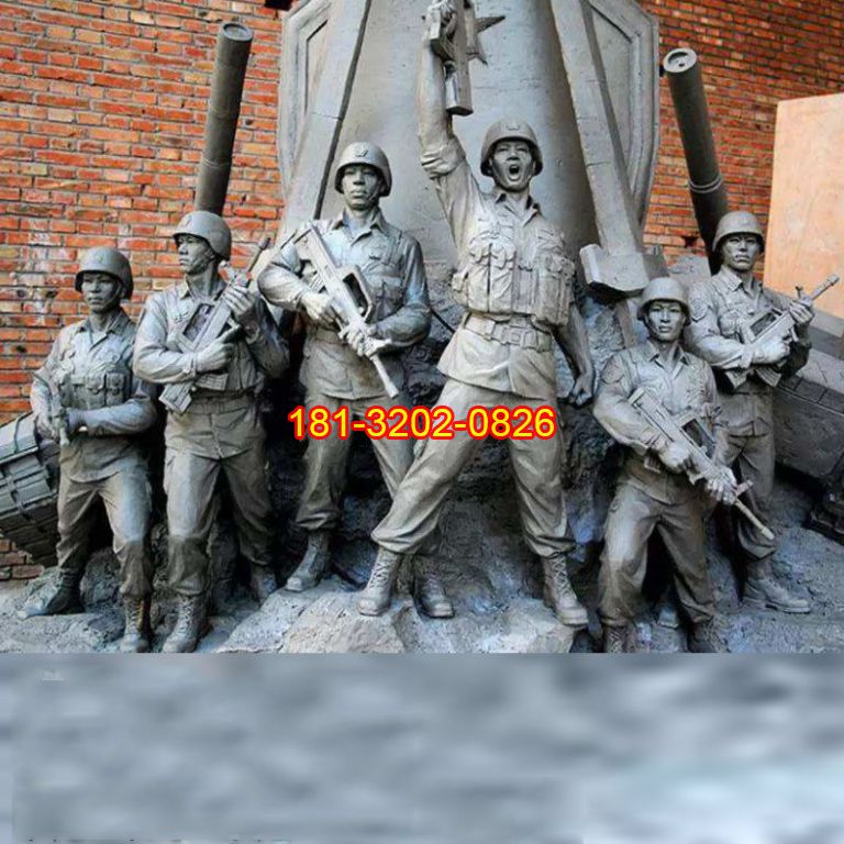 銅雕黨建主題解放軍人物雕塑
