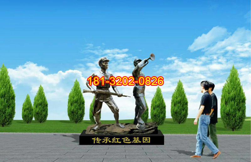 黨建主題傳承紅色基因八路軍銅雕