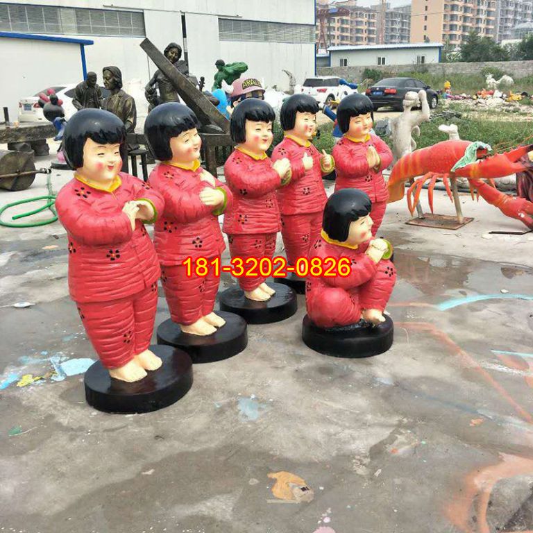 玻璃鋼中國夢卡通夢娃雕塑
